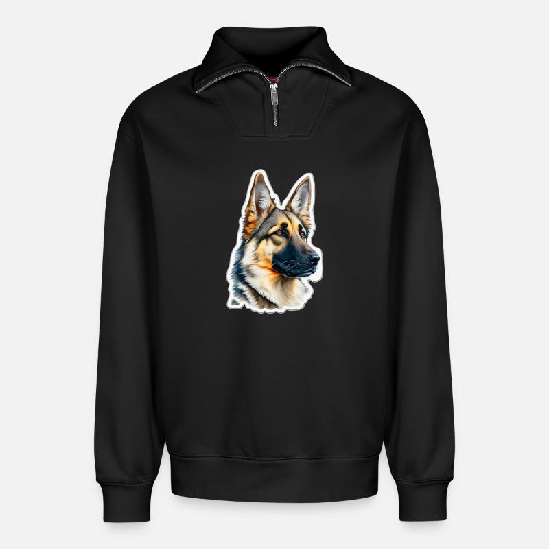 German Shepherd - Relaxed Unisex Organic Half Zip Sweatshirt – by SPREAD - black
