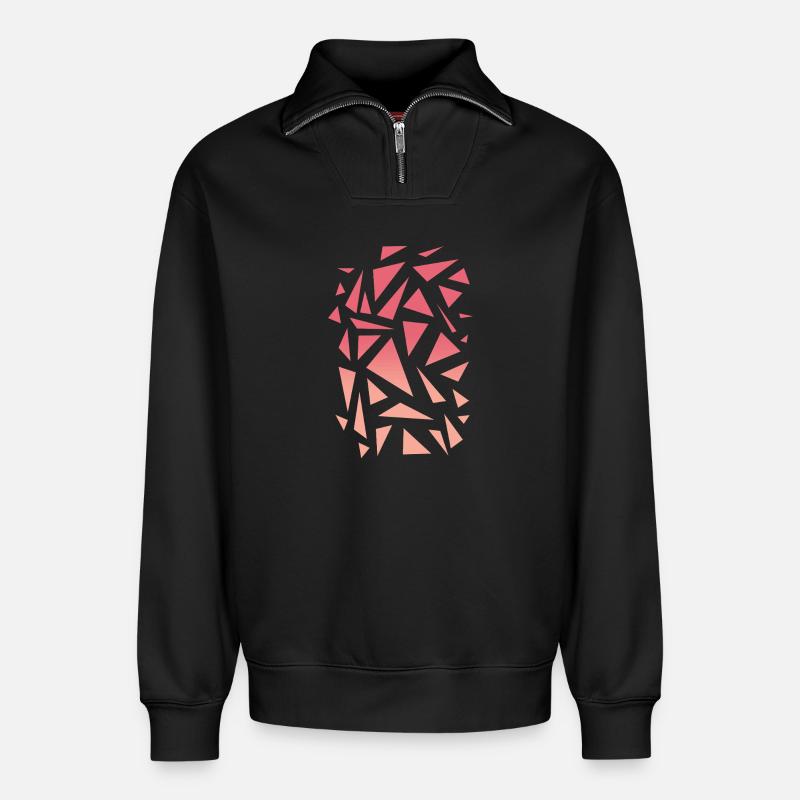 Dreieck Muster - rosa gradient - Relaxed Unisex Organic Half Zip Sweatshirt – von SPREAD - Schwarz