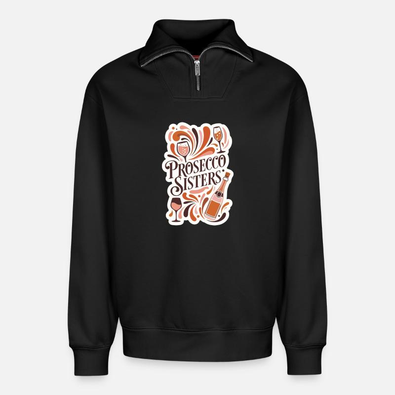 Prosecco Sisters Party - Relaxed Unisex Organic Half Zip Sweatshirt – von SPREAD - Schwarz