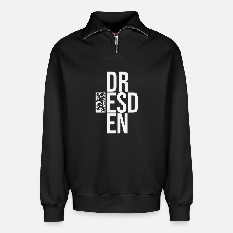 DR ESD EN - Relaxed Unisex Organic Half Zip Sweatshirt – von SPREAD - Schwarz
