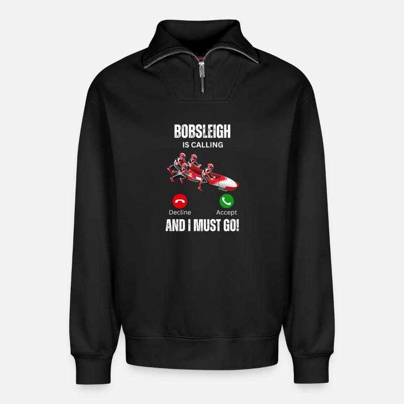 Bob ruft - Relaxed Unisex Organic Half Zip Sweatshirt – von SPREAD - Schwarz