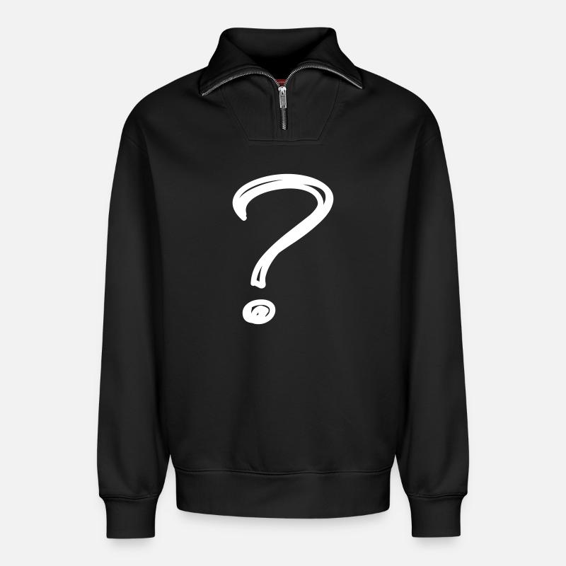 Ein Fragezeichen - Relaxed Unisex Organic Half Zip Sweatshirt – von SPREAD - Schwarz