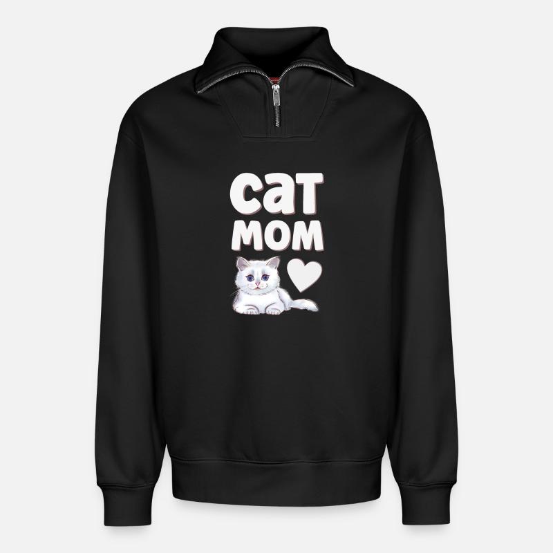 Cat Cats - Relaxed Unisex Organic Half Zip Sweatshirt – by SPREAD - black
