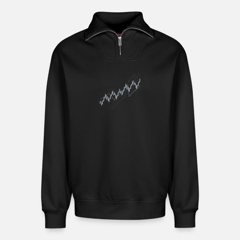 Candlestick chart - Relaxed Unisex Organic Half Zip Sweatshirt – by SPREAD - black