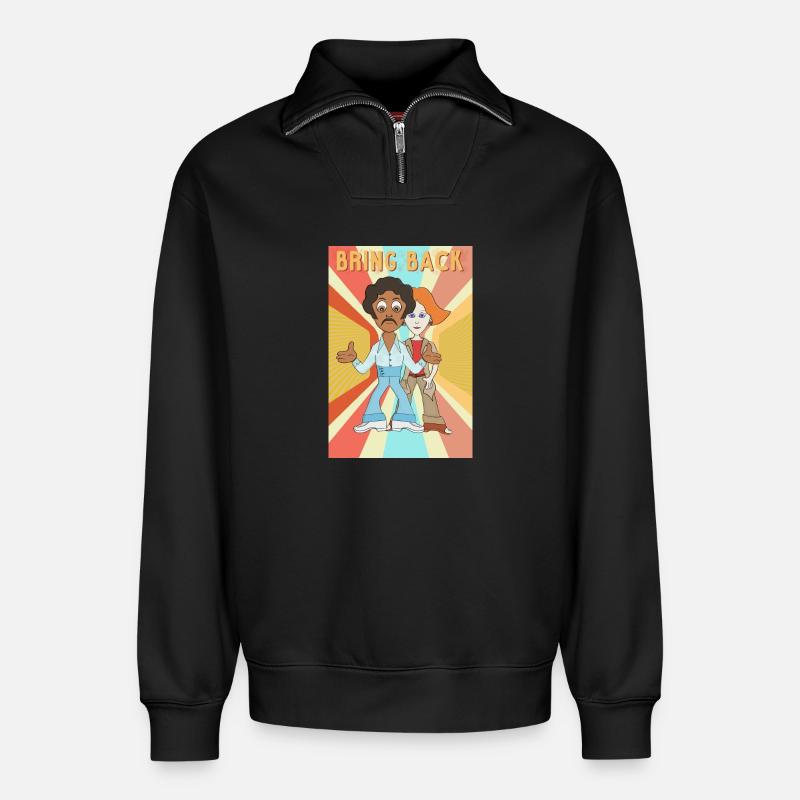 Bring Back - Relaxed Unisex Organic Half Zip Sweatshirt – by SPREAD - black