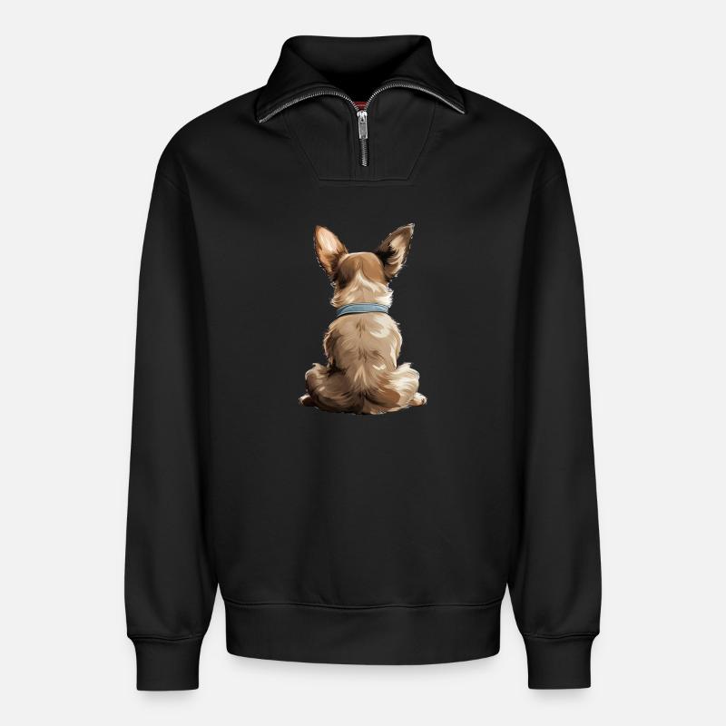 Chihuahua - Relaxed Unisex Organic Half Zip Sweatshirt – von SPREAD - Schwarz