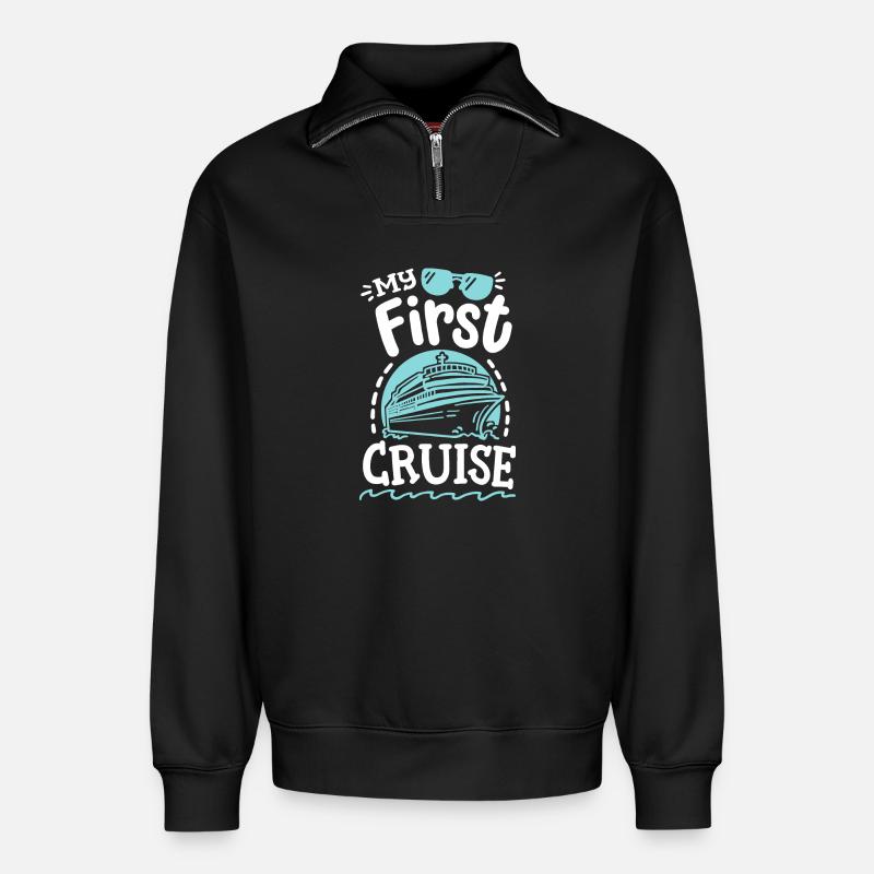 Erster Kreuzfahrturlaub - Relaxed Unisex Organic Half Zip Sweatshirt – von SPREAD - Schwarz