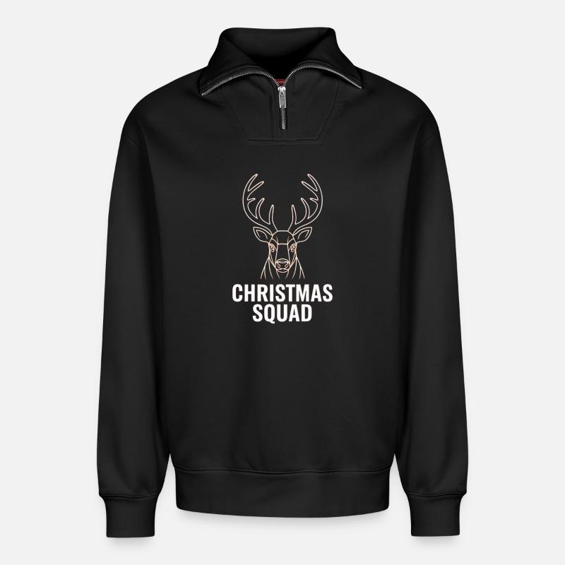 Neon Deer Squad Noël - Sweat unisexe décontracté en coton biologique à demi-zip – de SPREAD - noir