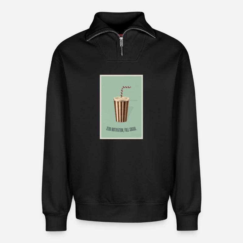 Zéro motivation Plein de sucre - Sweat unisexe décontracté en coton biologique à demi-zip – de SPREAD - noir