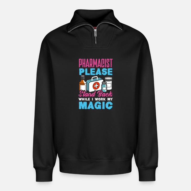 Pharmacist Pharmaceutical Technical - Relaxed Unisex Organic Half Zip Sweatshirt – by SPREAD - black