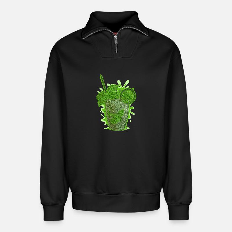 Labyrinthartiger Mojito - Relaxed Unisex Organic Half Zip Sweatshirt – von SPREAD - Schwarz