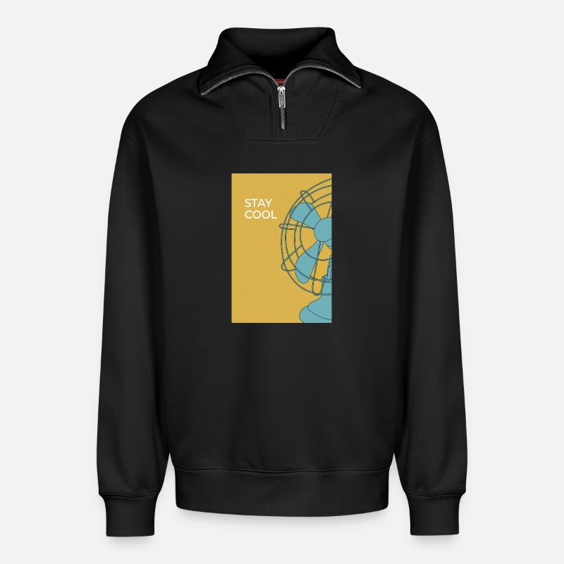 Stay Cool – Modernes Ventilator Poster - Relaxed Unisex Organic Half Zip Sweatshirt – von SPREAD - Schwarz
