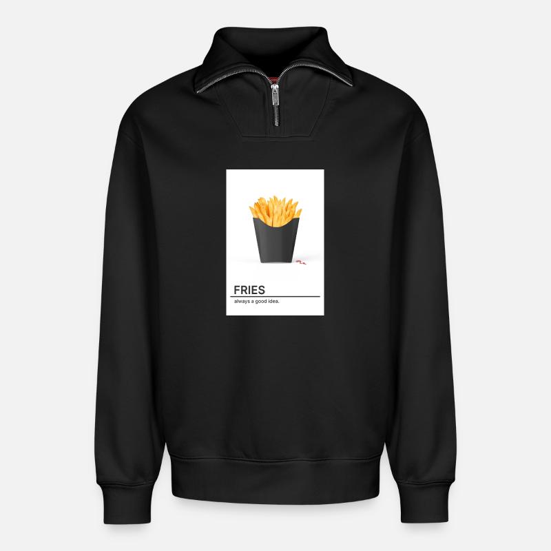 Fries Always A Good Idea - Relaxed Unisex Organic Half Zip Sweatshirt – von SPREAD - Schwarz