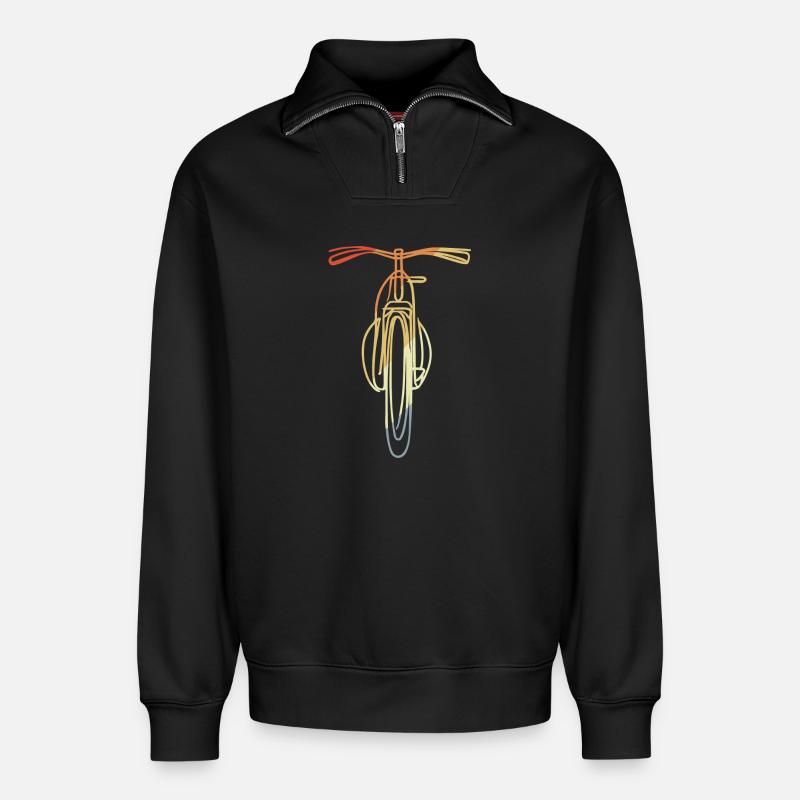 Fahrrad front Illustration - Relaxed Unisex Organic Half Zip Sweatshirt – von SPREAD - Schwarz