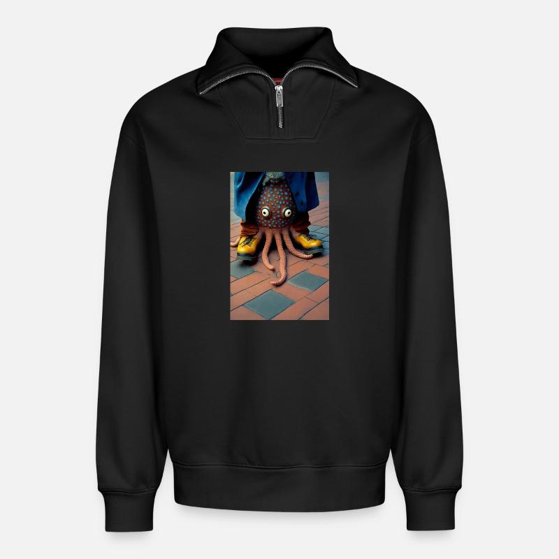 Anthropomorph 07 - Relaxed Unisex Organic Half Zip Sweatshirt – von SPREAD - Schwarz