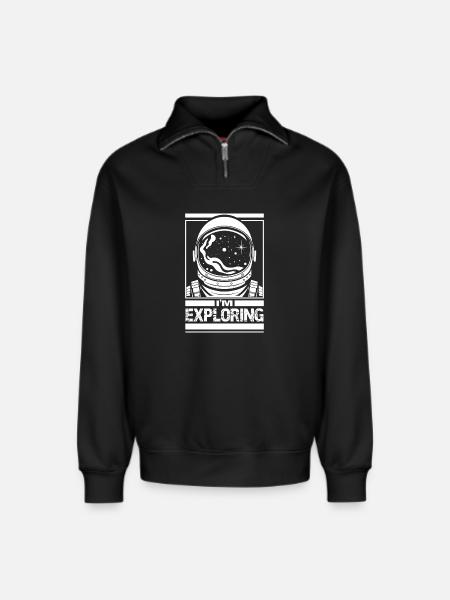 J’explore - Sweat unisexe décontracté en coton biologique à demi-zip – de SPREAD - noir