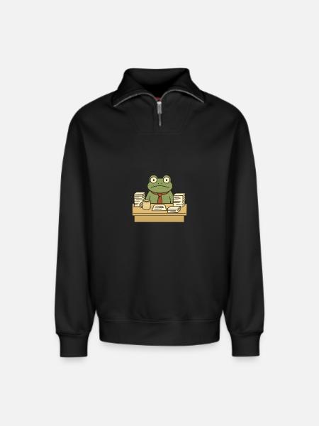 Business Frog - Relaxed Unisex Organic Half Zip Sweatshirt – by SPREAD - black
