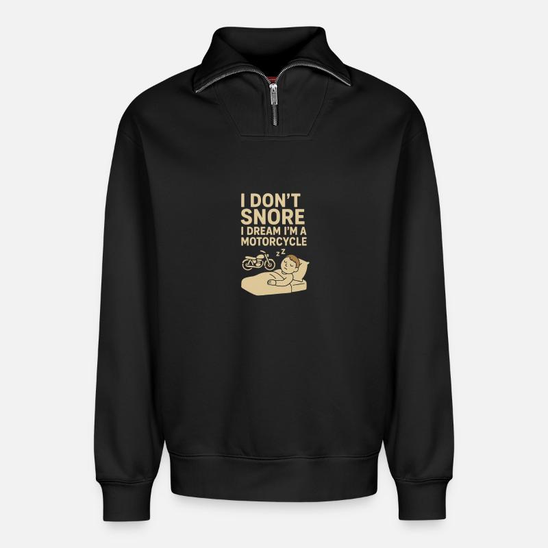 Motorräder schnarchen - Relaxed Unisex Organic Half Zip Sweatshirt – von SPREAD - Schwarz