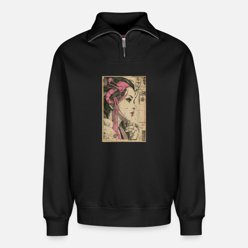 Neon-Circuit-Erbin - Relaxed Unisex Organic Half Zip Sweatshirt – von SPREAD - Schwarz