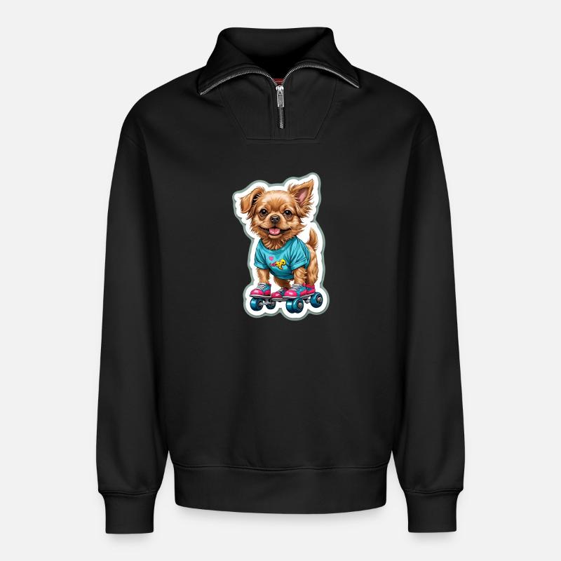 Hündchen auf Rollschuhen - Relaxed Unisex Organic Half Zip Sweatshirt – von SPREAD - Schwarz