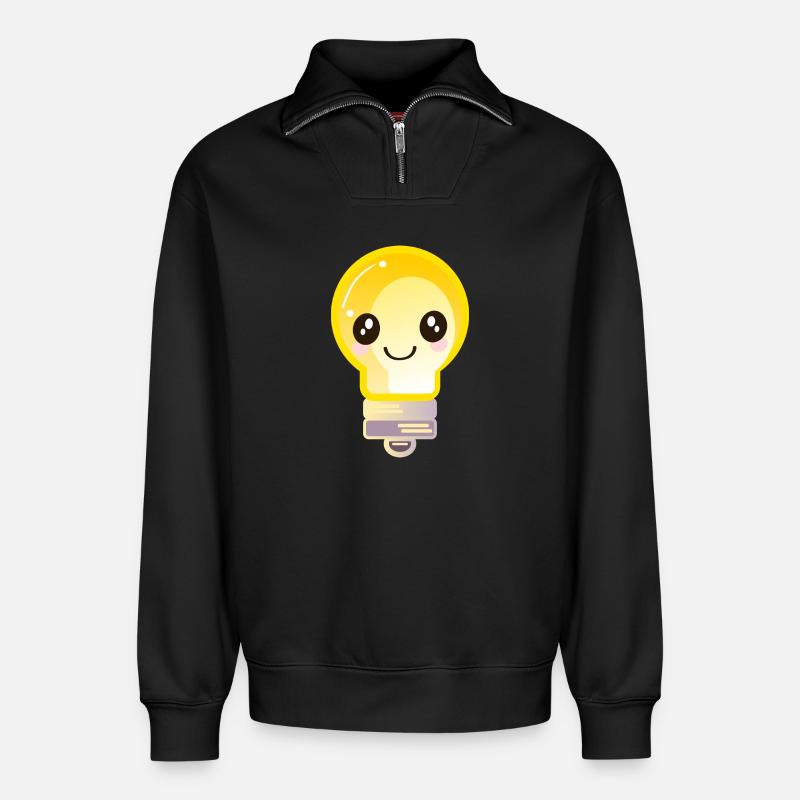 GLÜHBIRNE LICHT - Relaxed Unisex Organic Half Zip Sweatshirt – von SPREAD - Schwarz