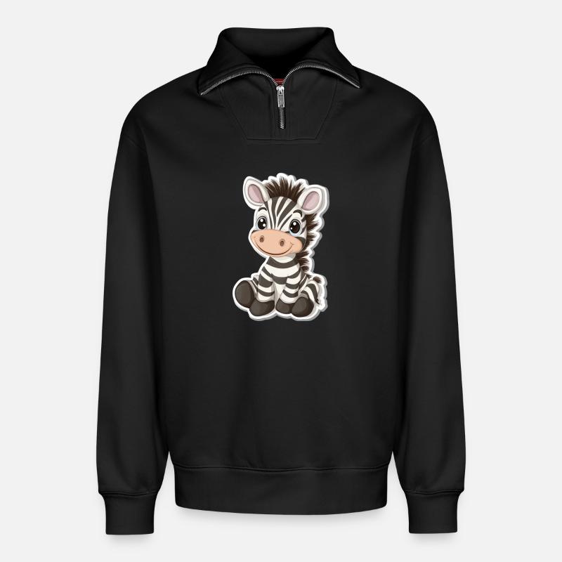 Zebra - Relaxed Unisex Organic Half Zip Sweatshirt – von SPREAD - Schwarz
