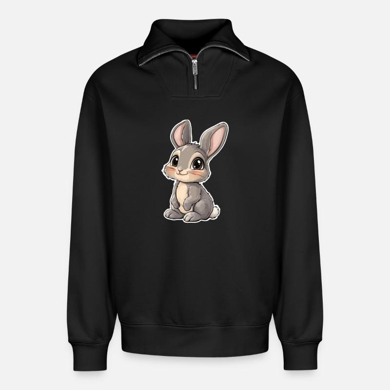 Hase - Relaxed Unisex Organic Half Zip Sweatshirt – von SPREAD - Schwarz