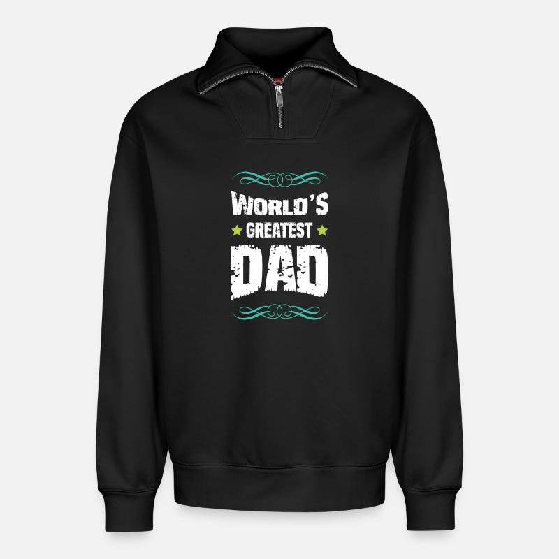 Weltbester Vater Großschrift - Relaxed Unisex Organic Half Zip Sweatshirt – von SPREAD - Schwarz