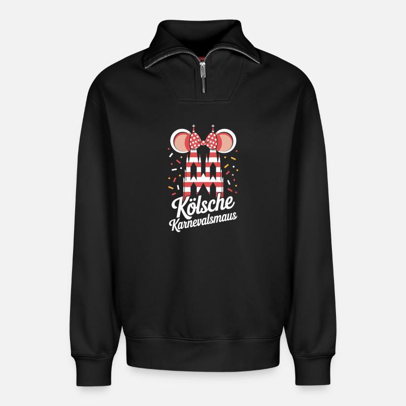 Kölsche Karnevalsmaus Karneval Köln Kölner Maus - Relaxed Unisex Organic Half Zip Sweatshirt – von SPREAD - Schwarz