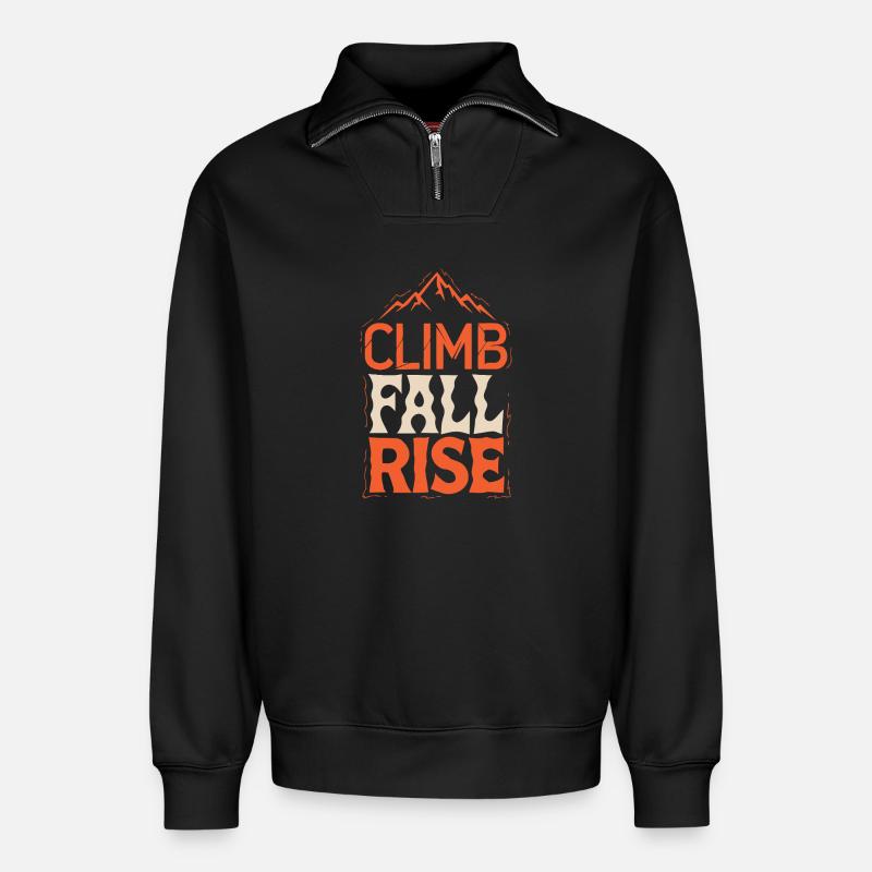Mountain Climbing and Ascent - Relaxed Unisex Organic Half Zip Sweatshirt – by SPREAD - black
