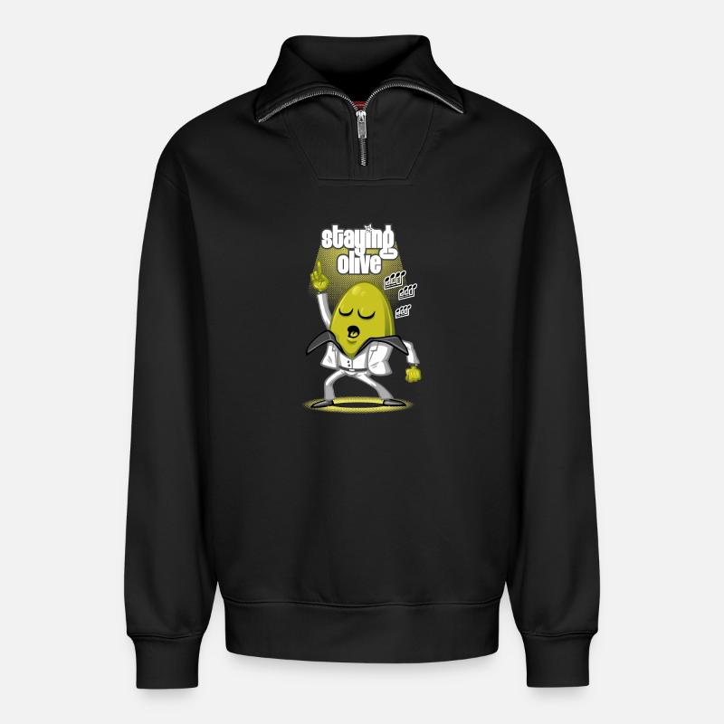 Staying olive - Relaxed Unisex Organic Half Zip Sweatshirt – von SPREAD - Schwarz