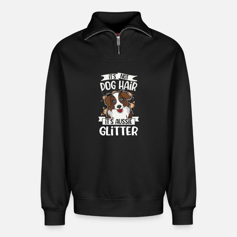 Australian Shepherd - Sweat unisexe décontracté en coton biologique à demi-zip – de SPREAD - noir