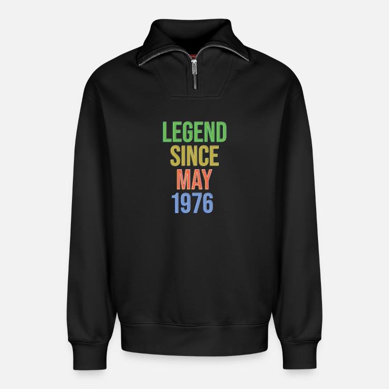 Legend Since May1976 - Relaxed Unisex Organic Half Zip Sweatshirt – by SPREAD - black