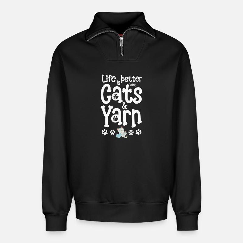 Katze Katzen - Relaxed Unisex Organic Half Zip Sweatshirt – von SPREAD - Schwarz