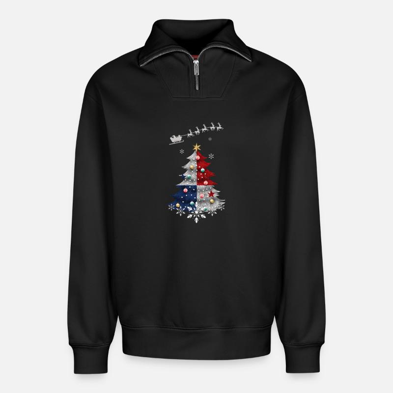 Weihnachtsbaum mit Panama-Flagge - Relaxed Unisex Organic Half Zip Sweatshirt – von SPREAD - Schwarz