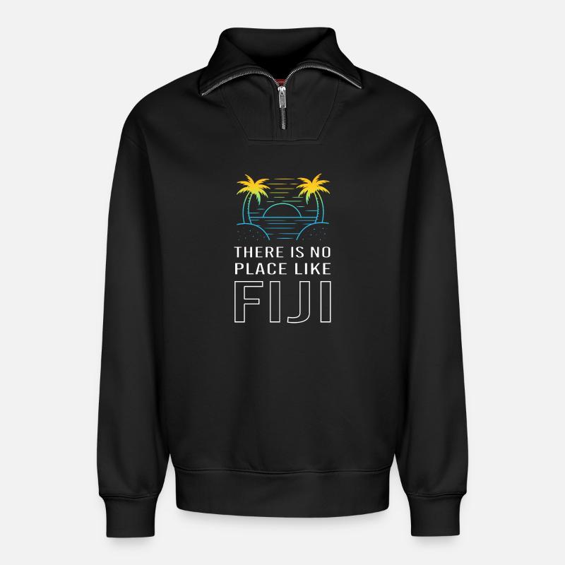 Fidji - Sweat unisexe décontracté en coton biologique à demi-zip – de SPREAD - noir