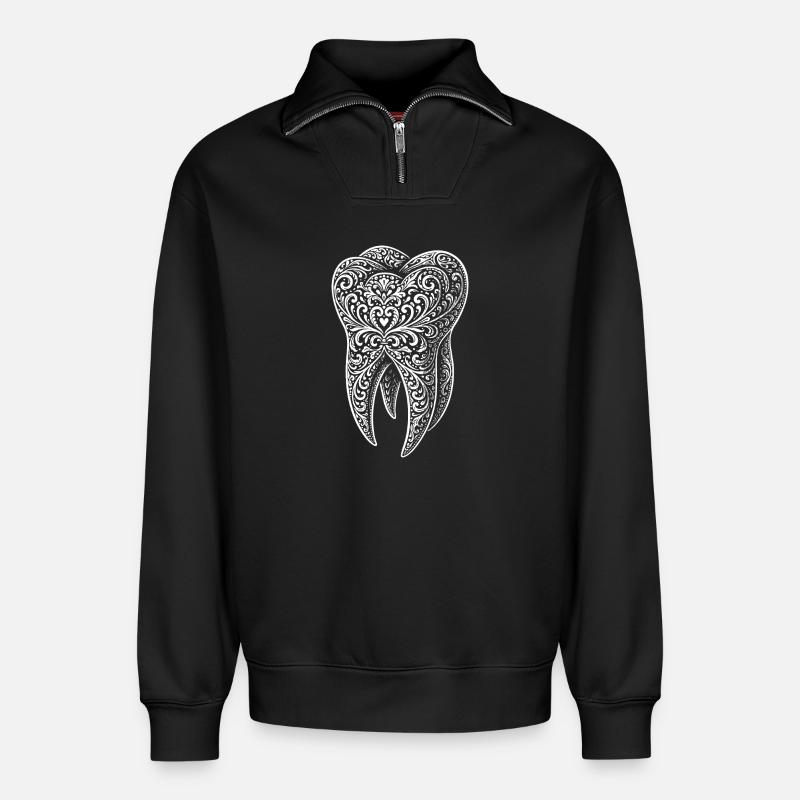 Zahn - Relaxed Unisex Organic Half Zip Sweatshirt – von SPREAD - Schwarz