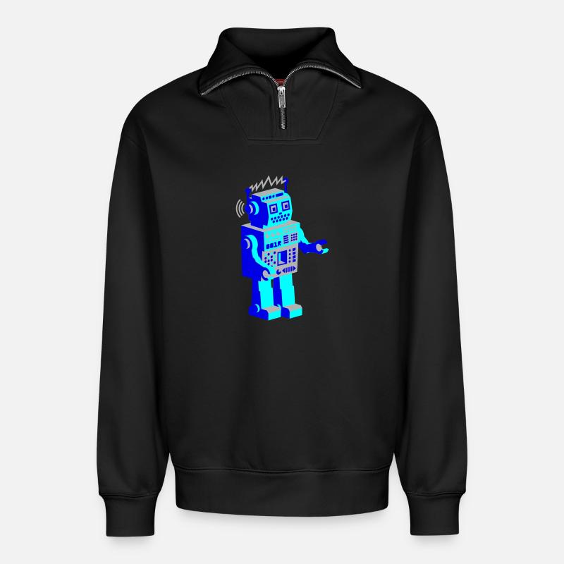 robotnik dance - old school robots - Relaxed Unisex Organic Half Zip Sweatshirt – von SPREAD - Schwarz
