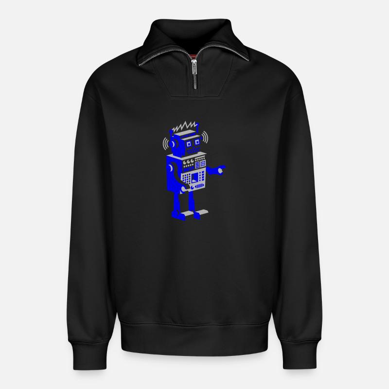 roboter retro robot - Relaxed Unisex Organic Half Zip Sweatshirt – von SPREAD - Schwarz