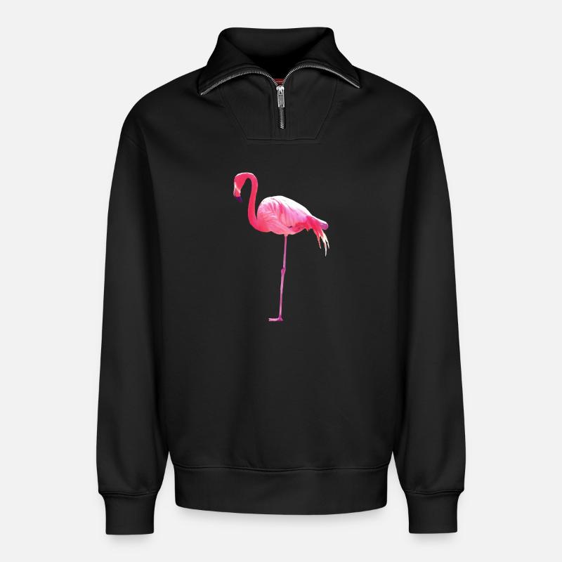 flamingo - Relaxed Unisex Organic Half Zip Sweatshirt – von SPREAD - Schwarz