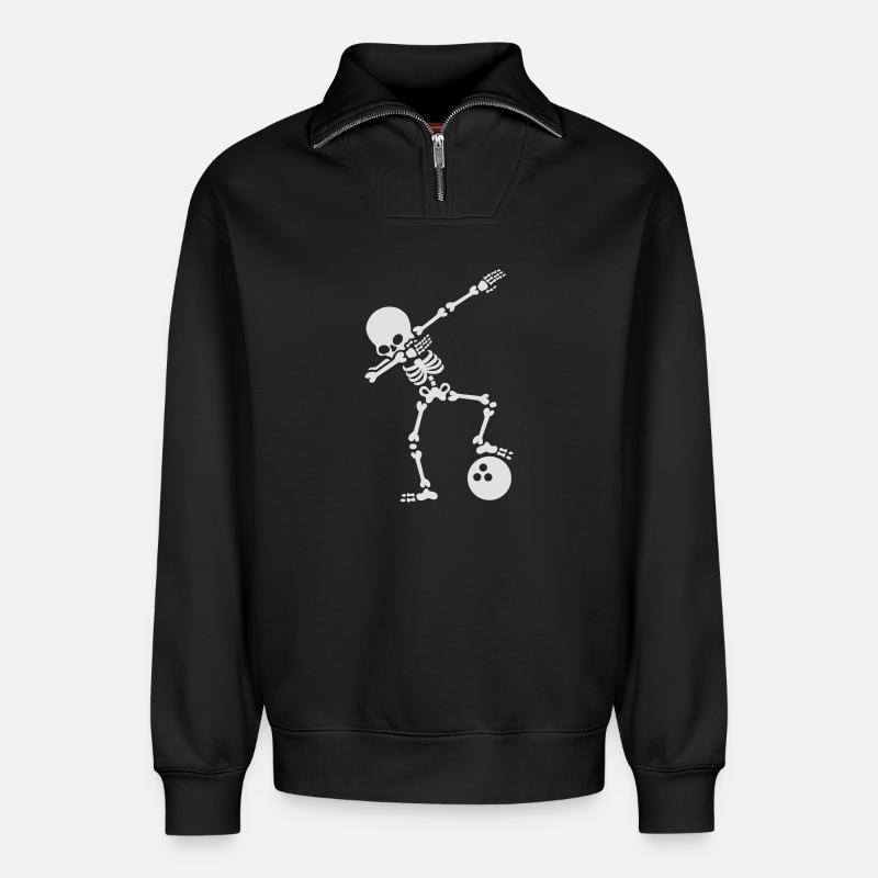 Dab skeleton dabbing bowling ball - Relaxed Unisex Organic Half Zip Sweatshirt – von SPREAD - Schwarz