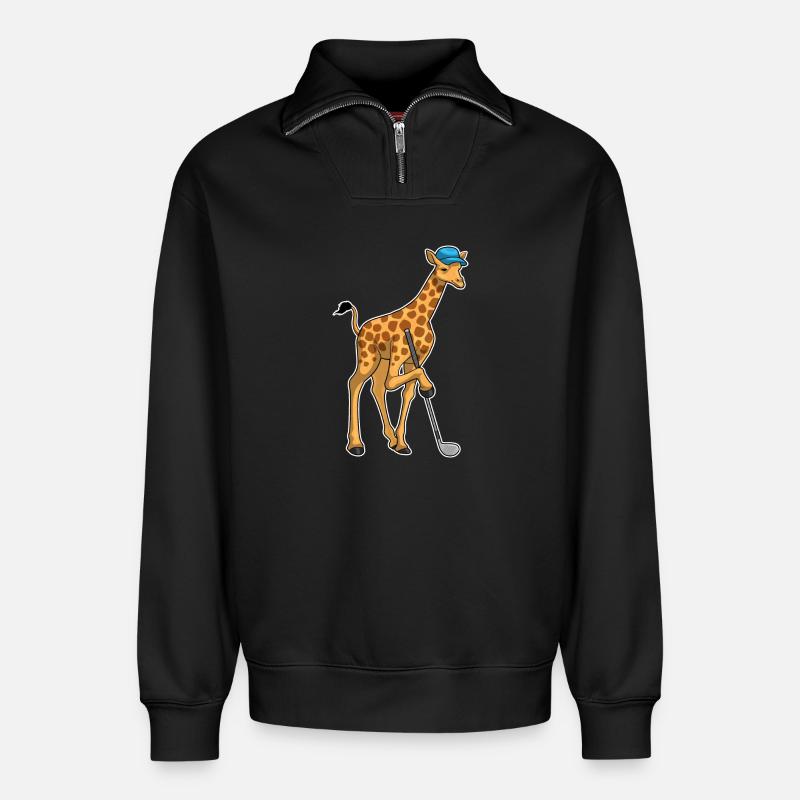 Giraffe Golf Golfschläger - Relaxed Unisex Organic Half Zip Sweatshirt – von SPREAD - Schwarz