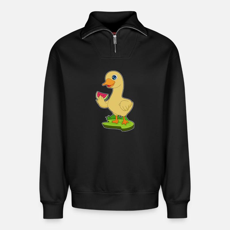 Canard Pastèque - Sweat unisexe décontracté en coton biologique à demi-zip – de SPREAD - noir