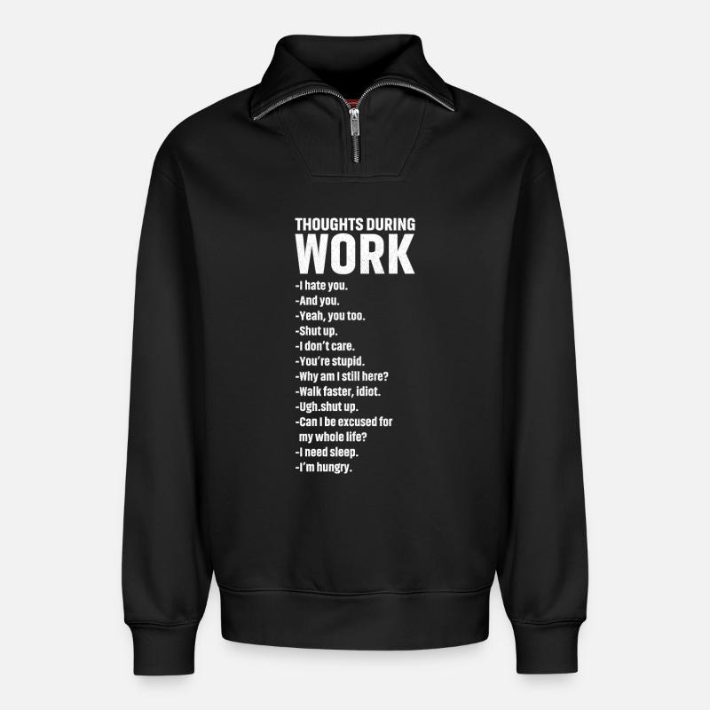 thoughts during work - Relaxed Unisex Organic Half Zip Sweatshirt – von SPREAD - Schwarz