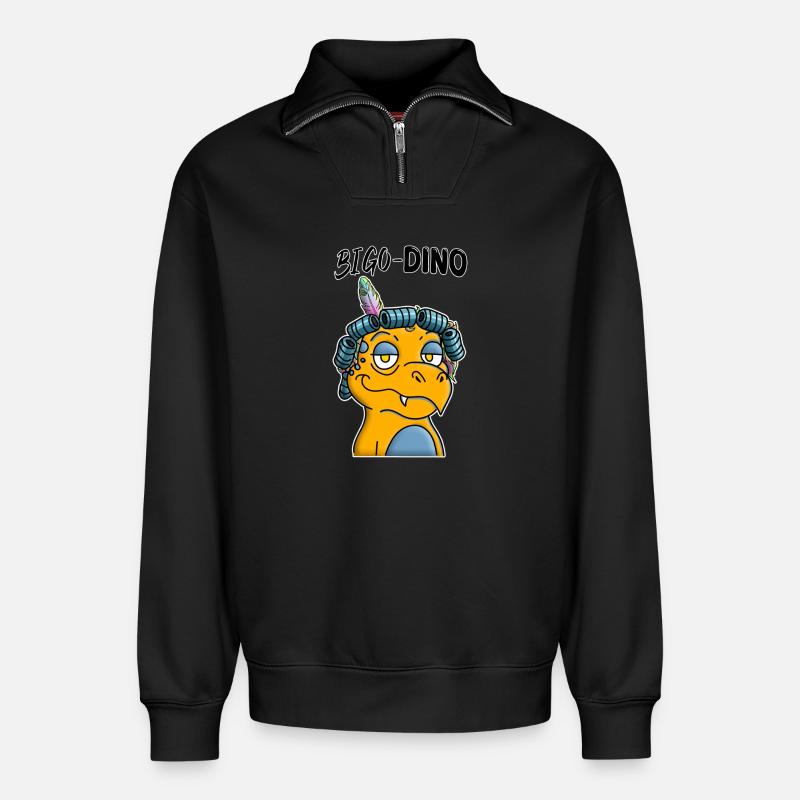 Bigoudi - Sweat unisexe décontracté en coton biologique à demi-zip – de SPREAD - noir
