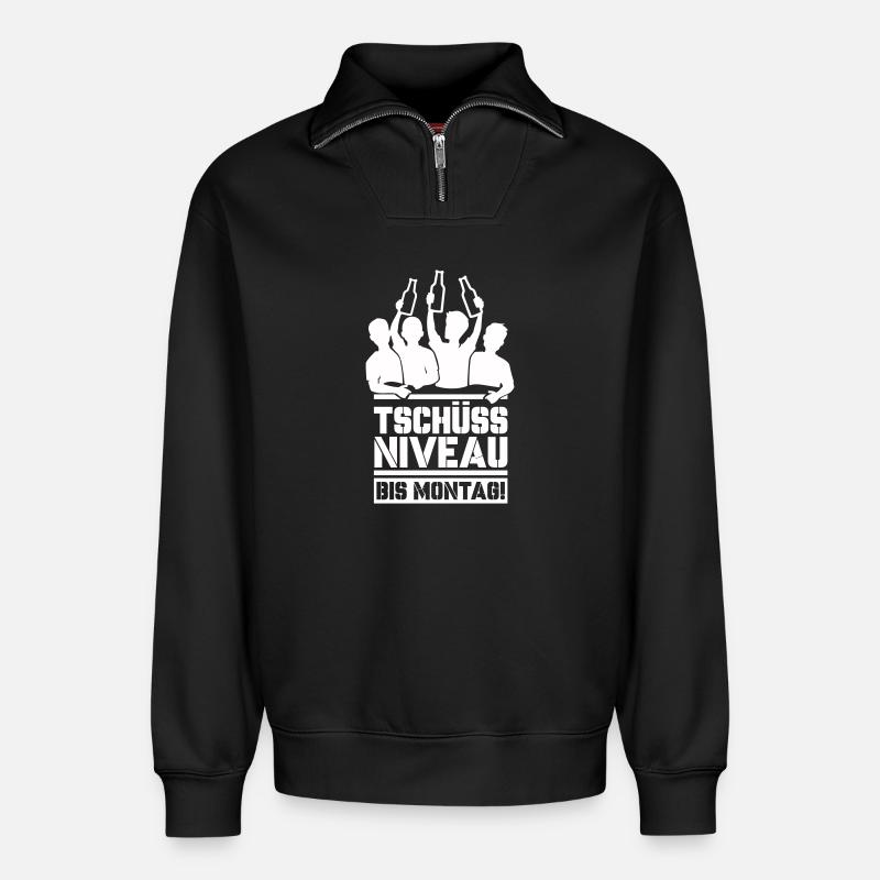 Bye bye level until Monday - Relaxed Unisex Organic Half Zip Sweatshirt – by SPREAD - black