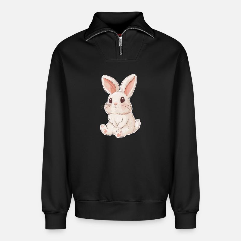 Hase - Relaxed Unisex Organic Half Zip Sweatshirt – von SPREAD - Schwarz