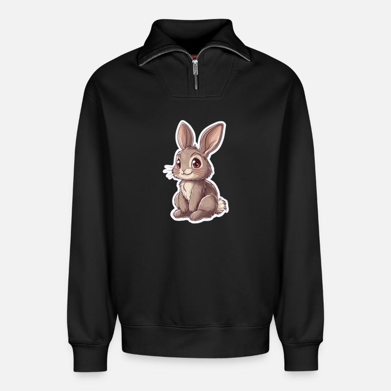 Hase - Relaxed Unisex Organic Half Zip Sweatshirt – von SPREAD - Schwarz