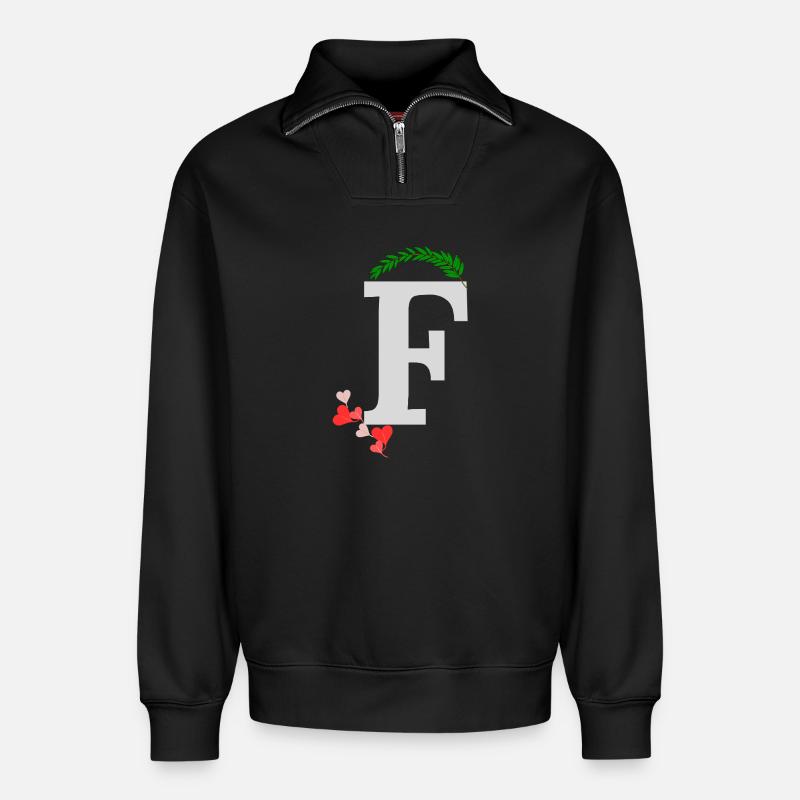 F - Relaxed Unisex Organic Half Zip Sweatshirt – von SPREAD - Schwarz