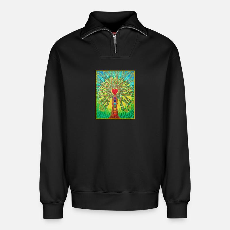 Lebensbaum Lebensenergie - Sonja von Staden - Relaxed Unisex Organic Half Zip Sweatshirt – by SPREAD - black